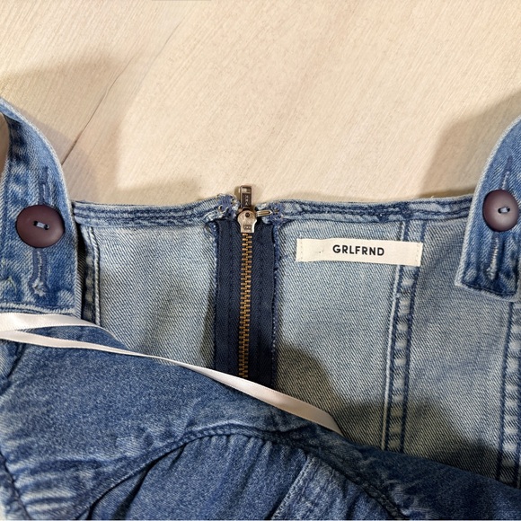 GRLFRND Gianna Denim Sweetheart Neck Bustier Midi Charmed Life Blue Dress Size S - Picture 5 of 16